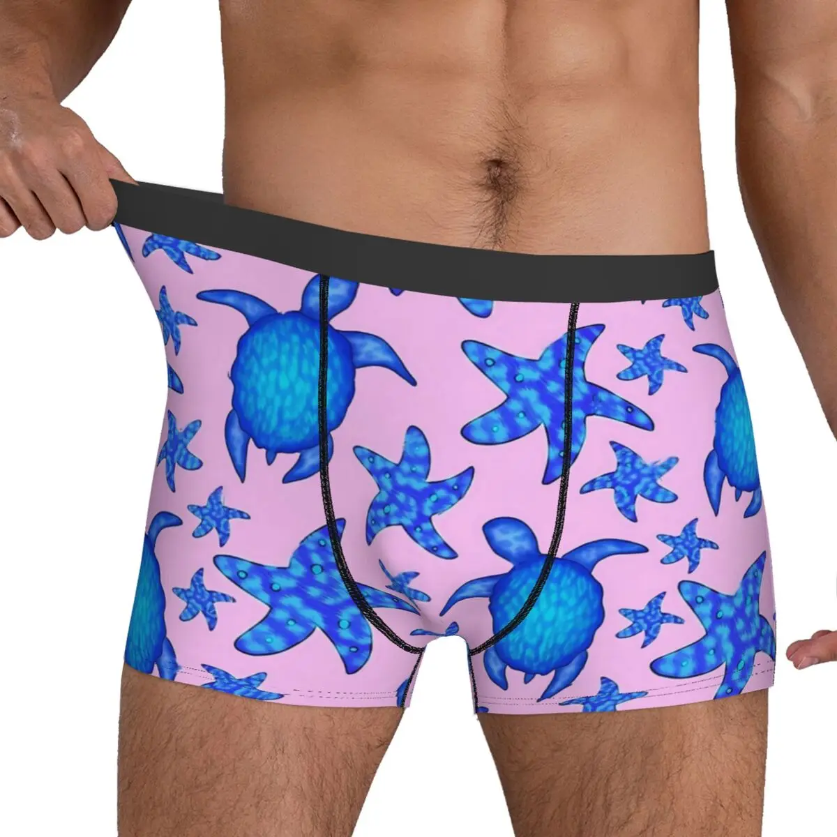 Ocean Turtles Underwear Lovely Starfish Customs Trunk Hot Male Panties Elastic Boxer Brief Birthday Gift