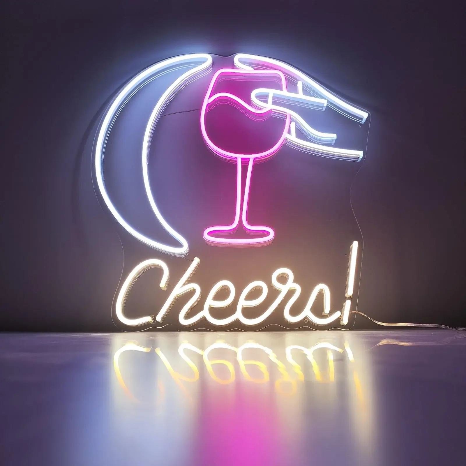 乾杯ネオンサイン、月ledウォールアート、ホームバーカフェパーティーデコレーション、愛とロマンスを祝う、乾杯、雰囲気照明ギフト