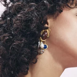ZA 2024 New Elephant Earrings,Elegant Retro Colorful Resin Heart Circular Pendant Elephant Banquet Party Women Accessories