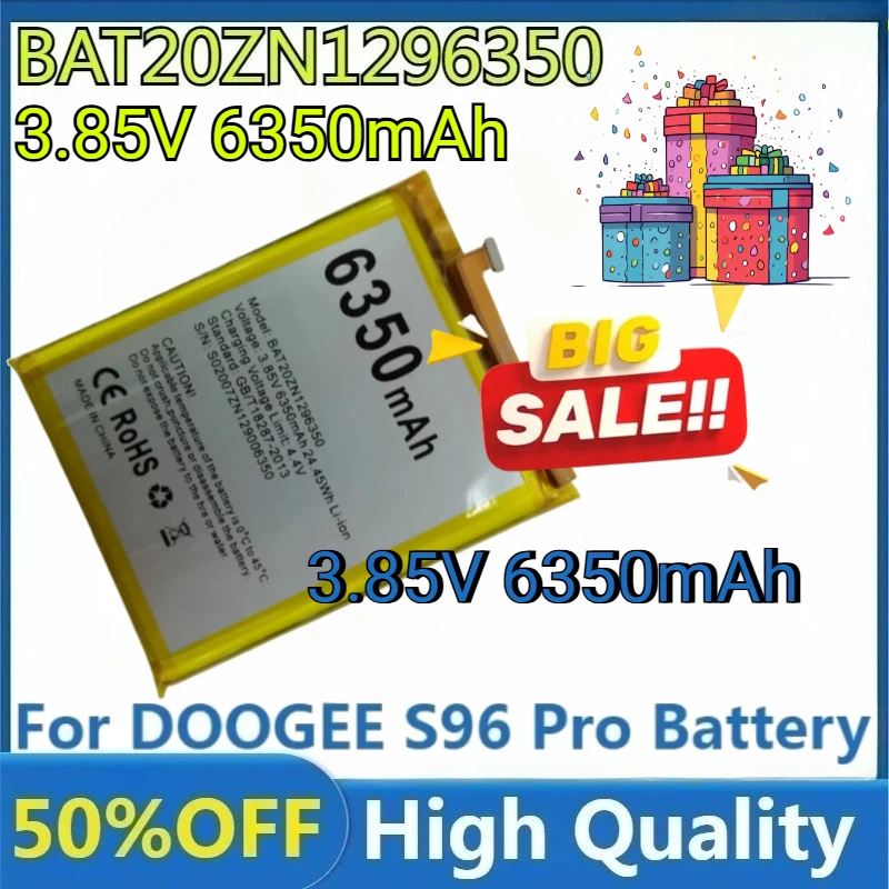 

For DOOGEE S96 Pro Battery 6.22'' Helio Octa Core Rugged Cell Phone S96GT LiIon Batteries New High Quality 6350mAh Battery