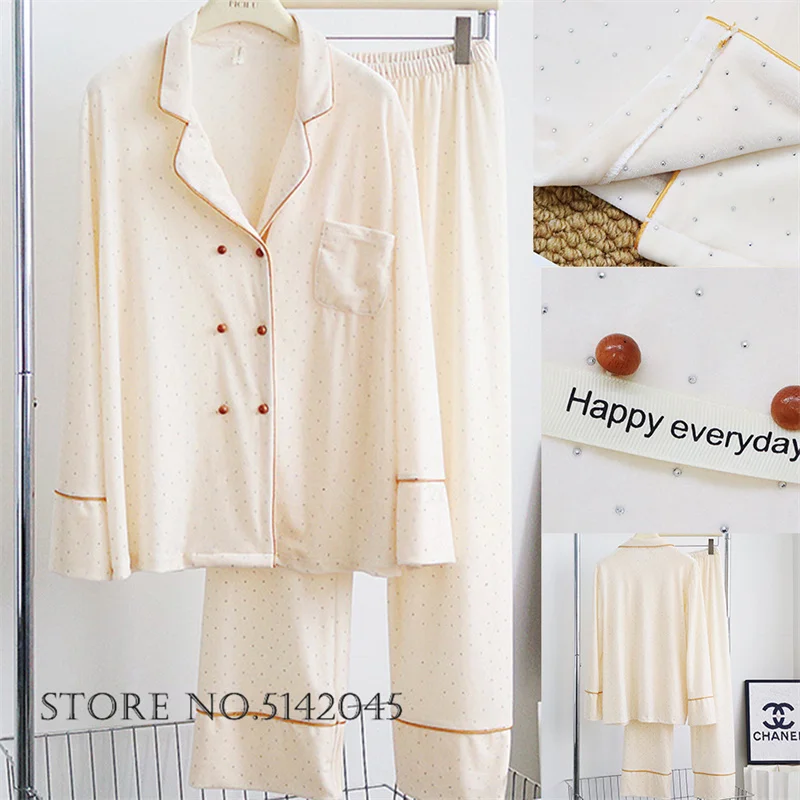

Elegant Velvet Female 2PCS Pajamas Set Sleepwear Fashion French Style Rhinestone Lounge Wear Pijamas Suit Autumn New Home Wear