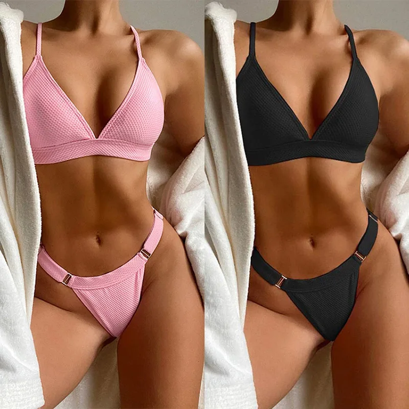 

Sexy Ring Bikinis Swimsuit Women Push Up Swimwear Solid Bikini Set Summer Beach Brazil Biquini Swim Bathing Suit