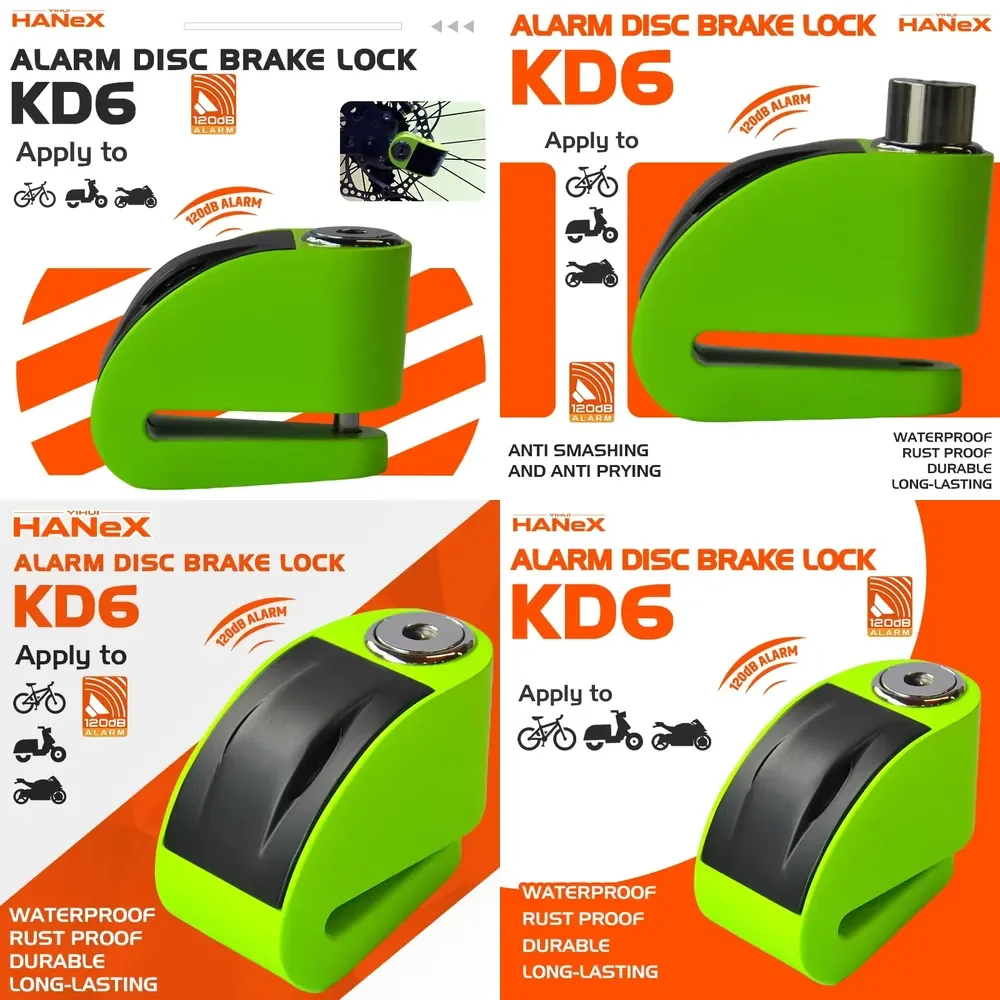Motorcycle Alarm Disc Lock Anti-theft 6mm Locking Pin Alarm Disc Lock 120dB Alarm Disc Brake Lock