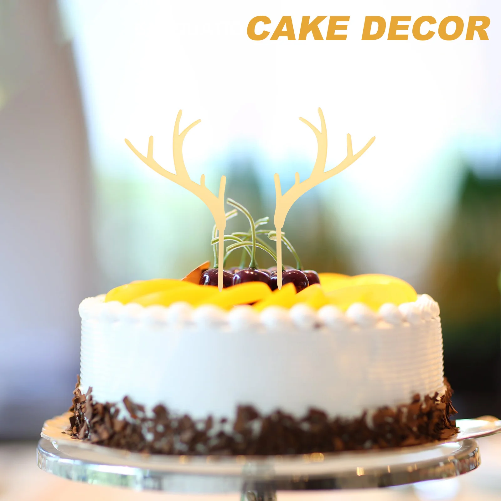 

20pcs Antler Acrylic Dessert Topper Acrylic Cupcake Inserts For Birthday Cake Decor Dessert Party Supplies Xmas Cake Picks