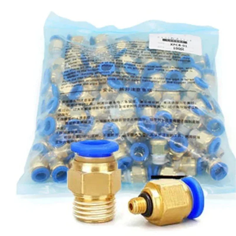 20/50PCS PC Złączka pneumatyczna Szybkozłącze powietrza 4mm 6mm 8mm 10mm 12mm Gwint zewnętrzny 1/4 1/2 1/8 3/8 Wąż Rura Złącze powietrza