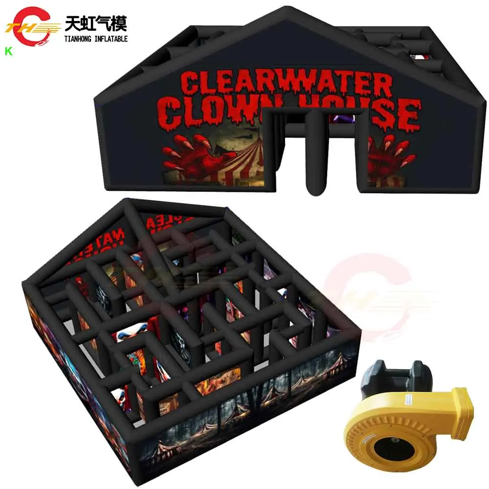 8x8m New Design Inflatable Haunted House with Peak Inflatable Halloween Maze Labyrinth Sport Game with Free Blower