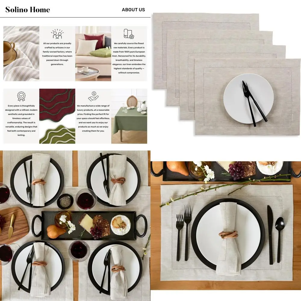 

Набор из 4 салфеток из чистого льна — классический подошвой 14x19 натуральный для осени, Дня Благодарения, Рождества, праздников