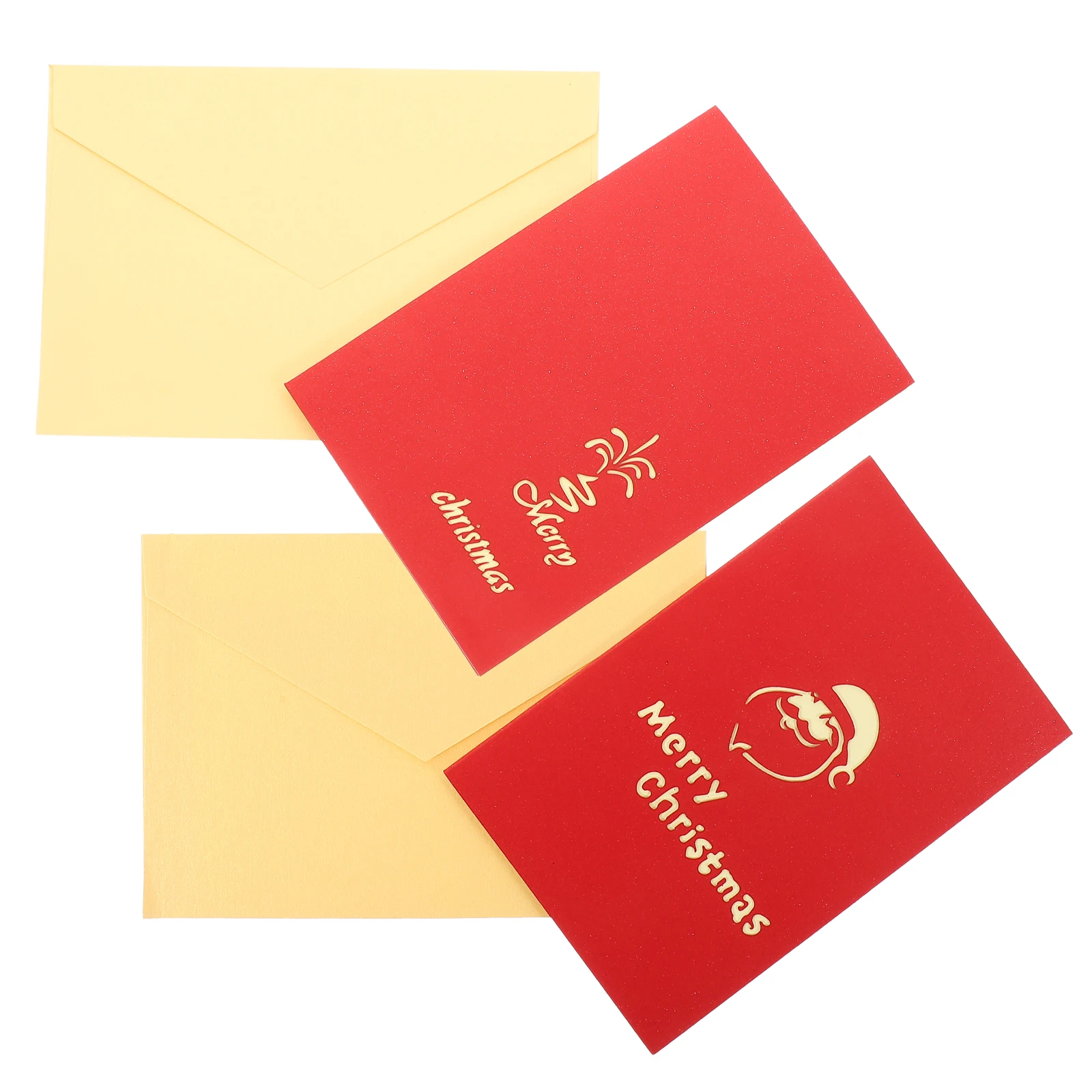 

2pcs Christmas 3D Greeting Cards Paper Holiday Vintage Blessing Card Festival Xmas Cards Bulk Printed Clearance Ornament Folded
