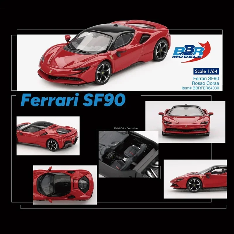 

BBR In Stock 1:64 Ferrari SF90 Rosso Corsa Diecast Diorama Car Model Collection Toy