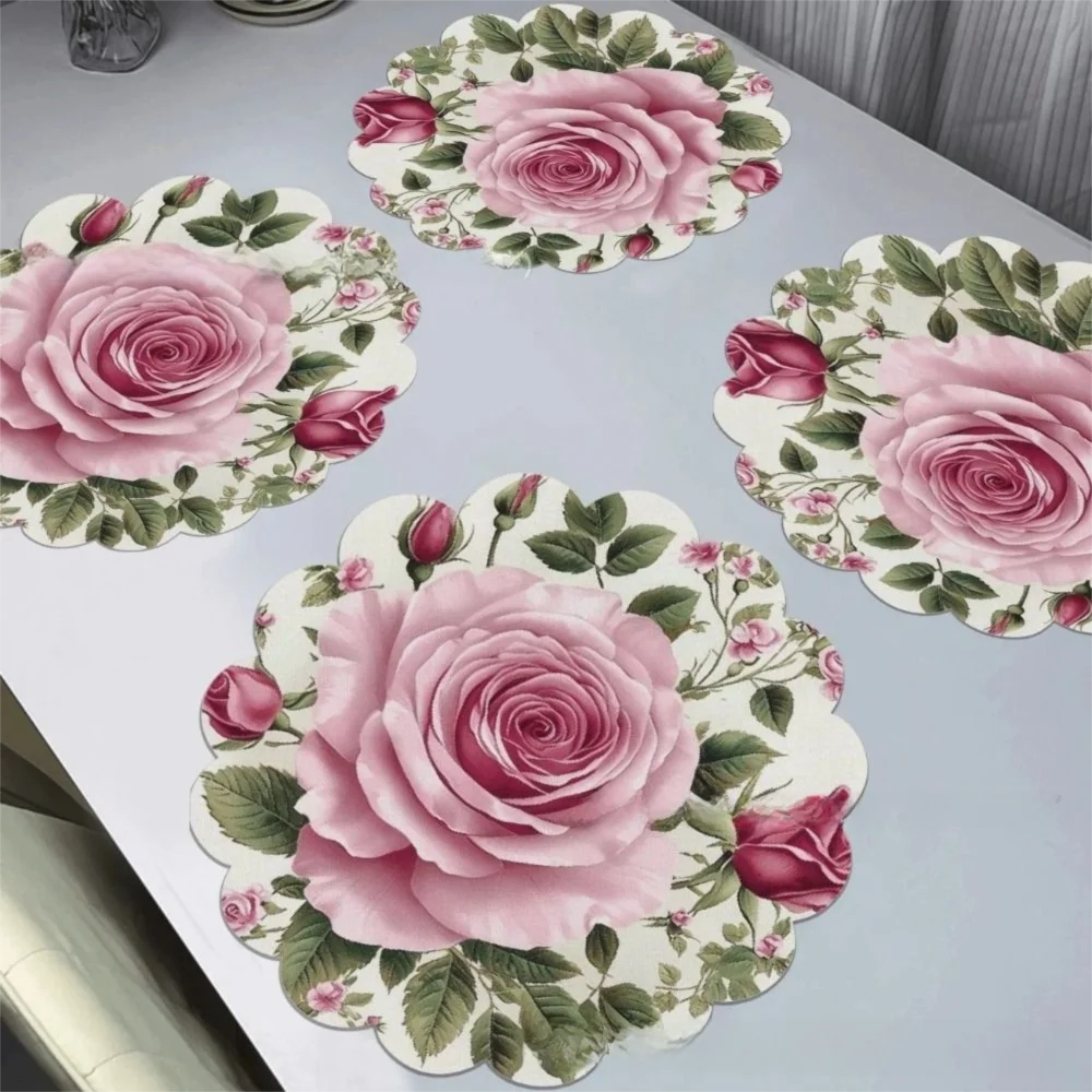 

Flower Shaped Placemat Diatomaceous Mud Non-slip Place Mats Easy To Clean Absorb Water Kitchen Tableware Pad Countertop