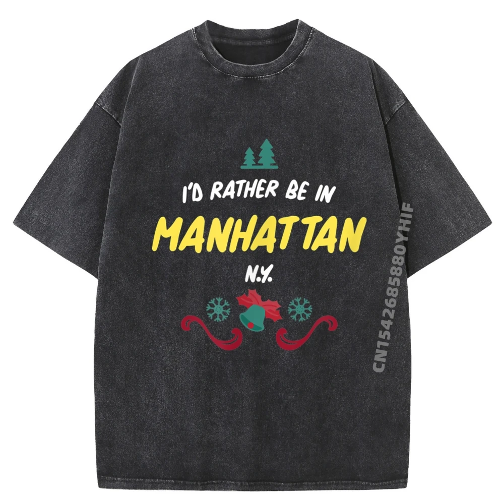 

Пустая футболка It's Rather Be In Manhattan, мужская одежда из 100% хлопка, футболки с рисунком, мужская удобная стираная одежда на Рождество
