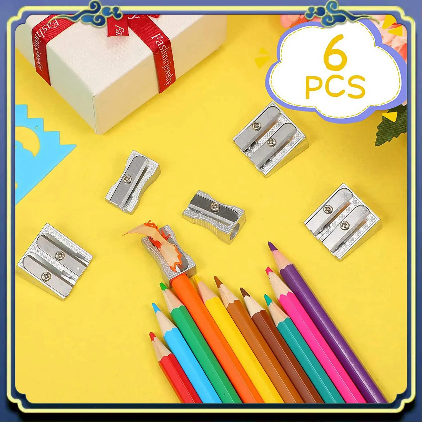 

Портативные 12-шт металлические точилки для карандашей, точилки для карандашей с одним и двойным отверстием, ручные художественные точилки для цветных карандашей