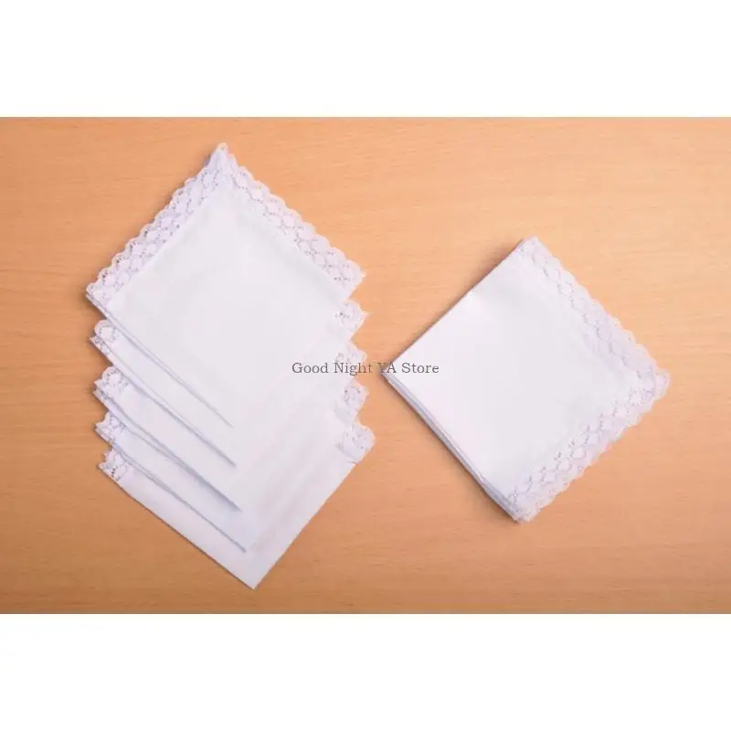 منديل هانكي المحمول للنساء من القطن والدانتيل فائق النعومة وقابل للغسل