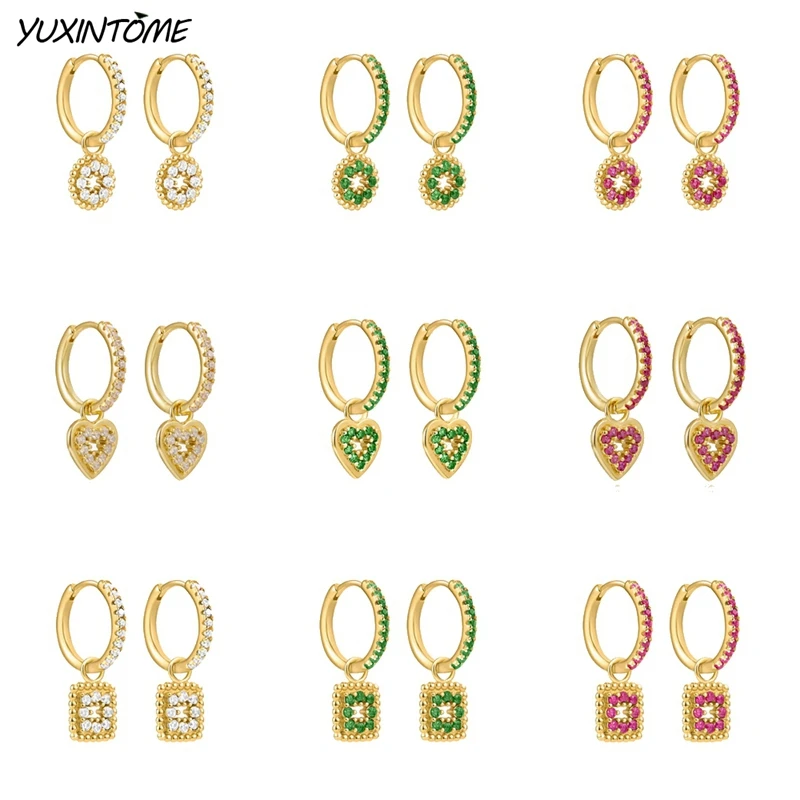 

925 Sterling Silver Needle Colorful Heart Earrings Fashion Geometric Hoop Earrings for Women Wedding Luxury Jewelry Accessories