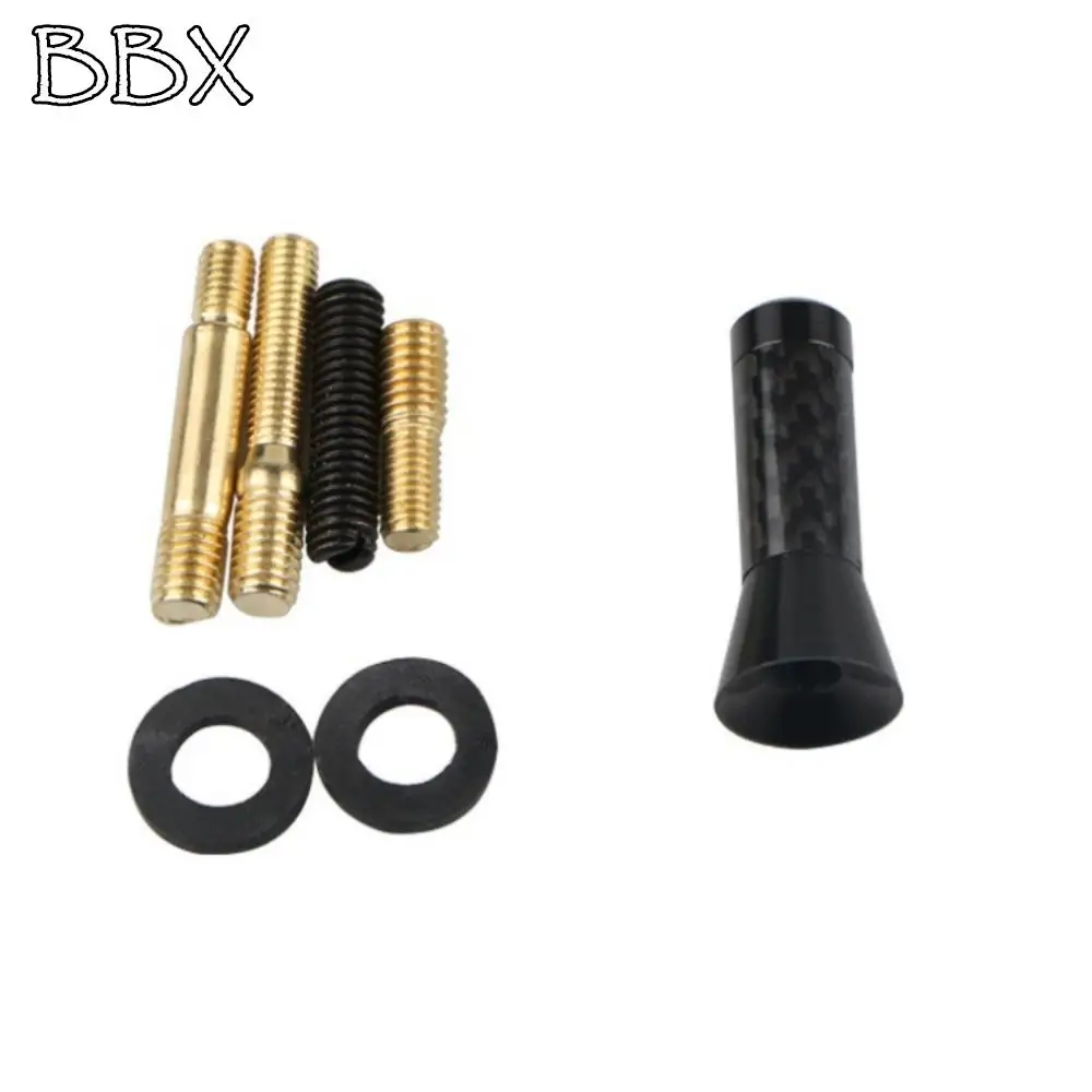 

2Pcs 3.5cm Car Roof Antenna Short Carbon Fiber Car Radio Aerial Enhanced Signal Screw Tightening Metal Short Stubby Mast Antenna