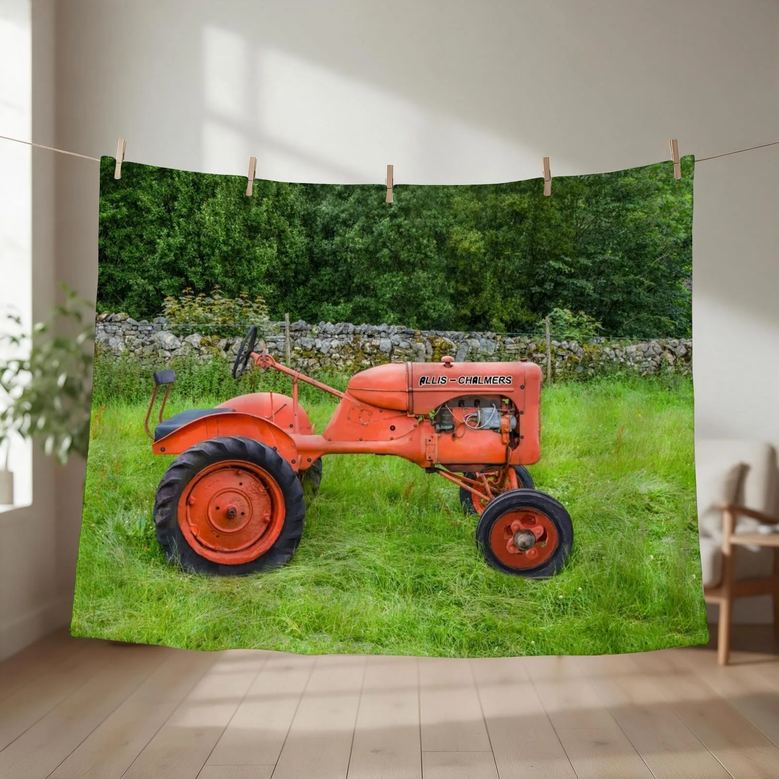 Allis the orange tractor Throw Blanket couch cozy soft plush fuzzy picnic outdoor blanket
