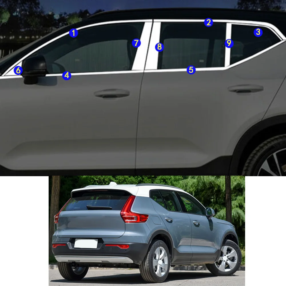 

For Volvo XC40 2018 2019 2020 2021 Car Sticker Garnish Pillar Window Middle Strip Trim Frame Hoods