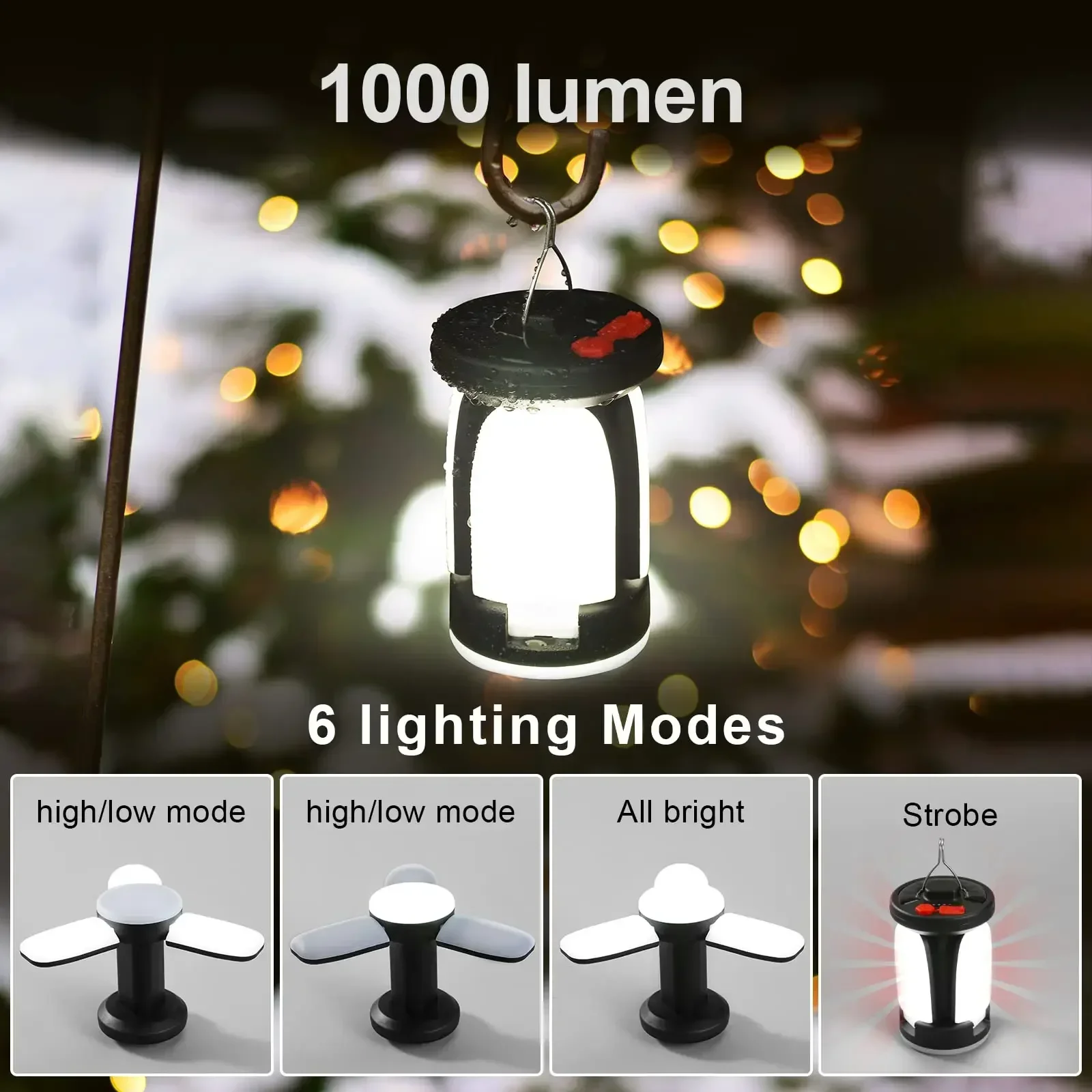 Imagem -06 - Kdulit-multifuncional Led Portátil Camping Light Recarregável Hanging Tent Light Forte Iluminação de Emergência ao ar Livre 4500mah