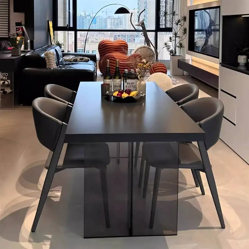 

Minimalist Luxury Dinner Table Set Black Modern Lounges Kitchen Dining Table Conference Nordic Muebles Para Hogar Furniture Home