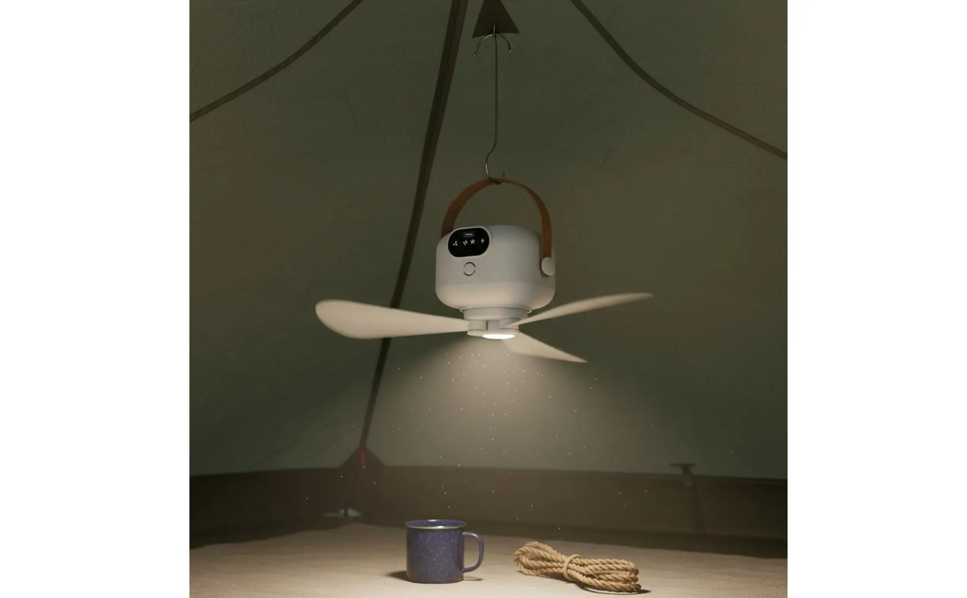 Ceiling Fan Light USB Rechargeable Hanging Ceiling Fan Home Appliance 3 Speed Settings for Students, Dorm Room, Outdoor Camping