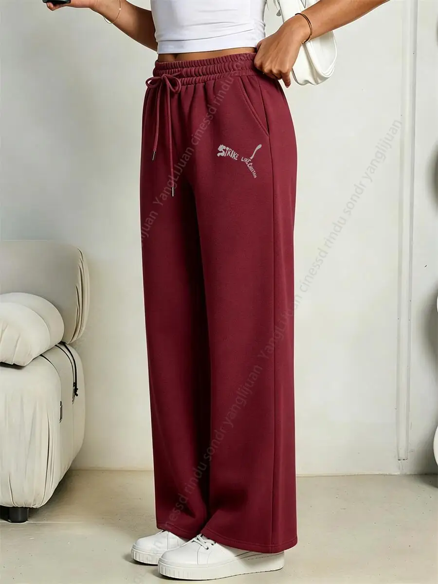 Woman Pants Straight Leg Trousers Fleece Graphic Print Street Hip Hop True To Size  Clearance Sale Joggers women Sweatpants