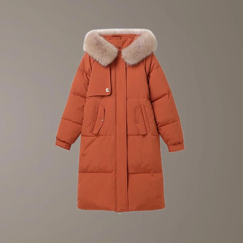 2023 New Women Down Cotton Coat Winter Jacket Female Long Padded Clothes Parkas  Loose Outwear Hooded Overcoat