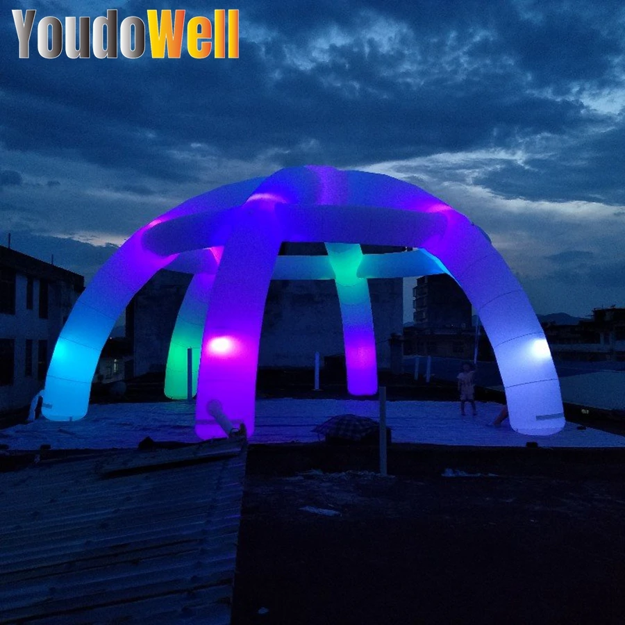 Tente Araignée Gonflable Sky avantBlanche Personnalisée, Sans Couverture, avec 6 Pieds et Lumières LED, 10m de Diamètre, Promotion à Remise