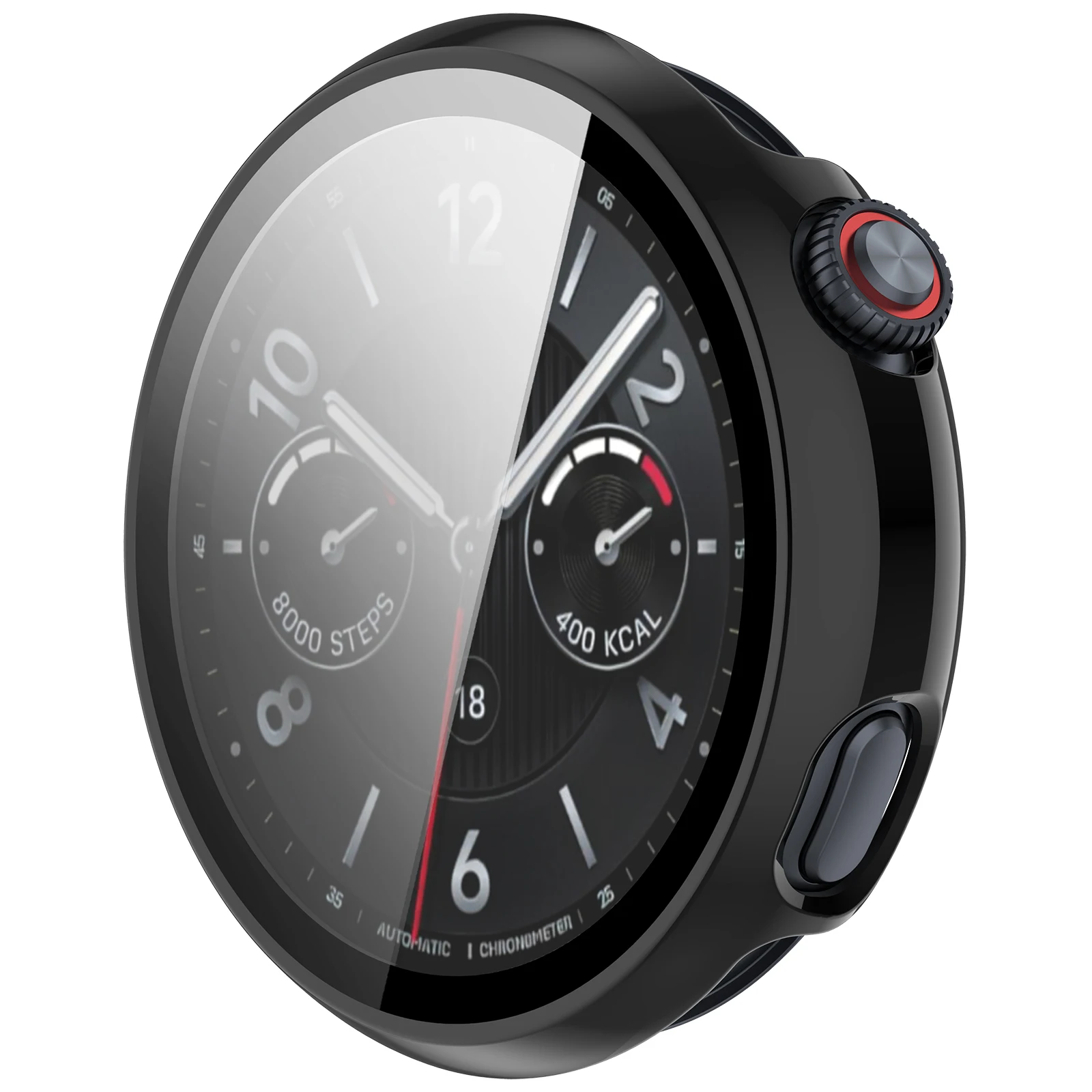 For vivo Watch 5 Watch Case PC Frame with Tempered Glass Screen Film - Black