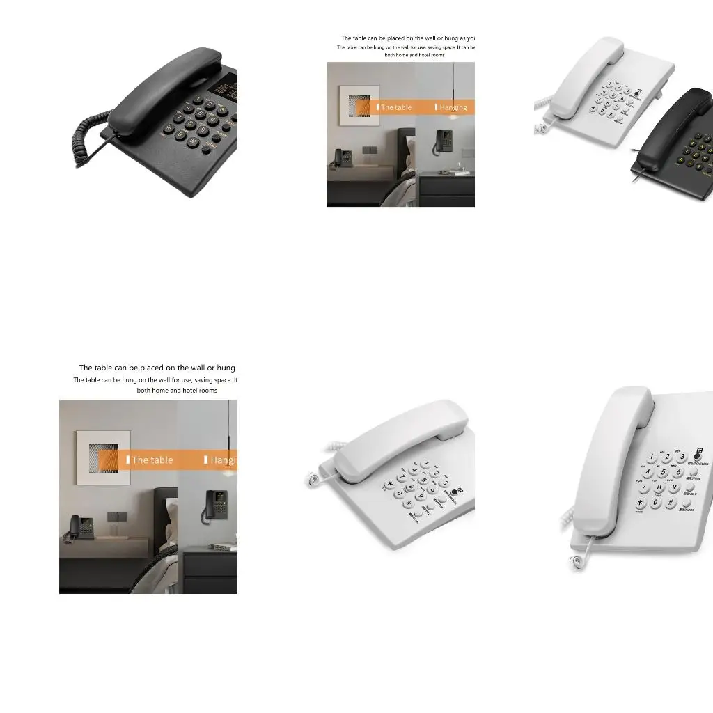 Landline Telephone Clear Voice Desk Wall Mount Corded Phone Simple to Operate A4WF
