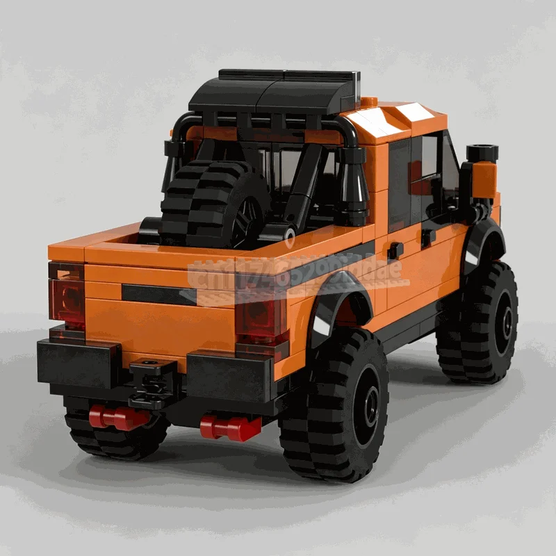 208PCS Orange Off Road Rally Pickup Truck Building Blocks Technical Vehicle Model DIY Assembly Creative City Display Gifts Toy