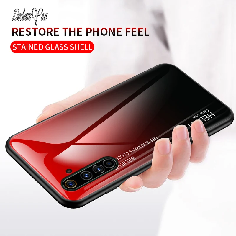 DECLAREYAO Original Silicone Soft Edge Mirror Hard Coque For OPPO Realme X2 Pro XT X X50 5G Case Cover Tempered Glass Shockproof