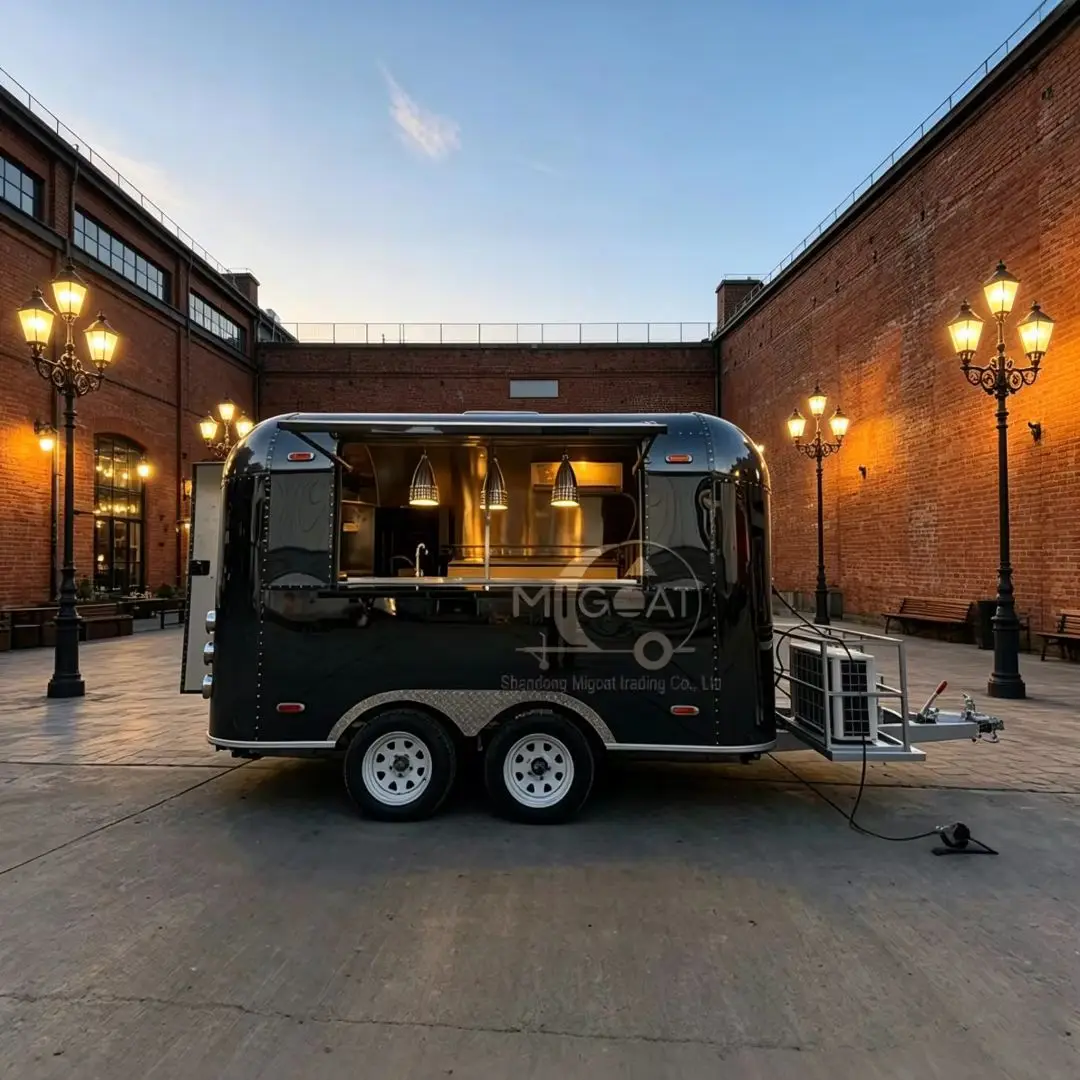 Mirror Polished Stainless Steel Food Trailer Mobile Food Truck for Fast Food & Street Vending
