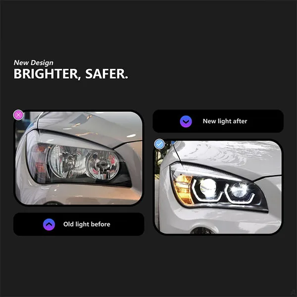 2025 Updated High Quality for X1 E84 Headlight Assembly 8000k Daytime Running LED Lens New Condition for 2011-2015 Models