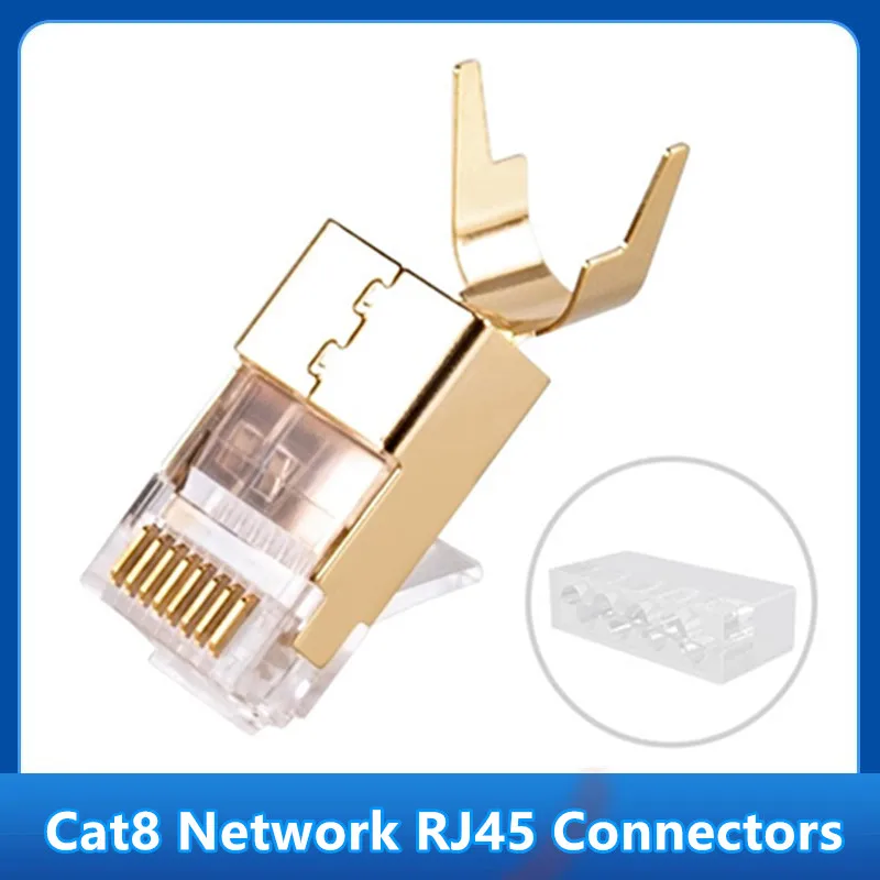 RJ45 Connector Cat8 Shielded 10Gbps Lan Ethernet Cable For Xbox One/360 Router internet Network Adapter RJ45 Plug 23-24AWG 1.5mm