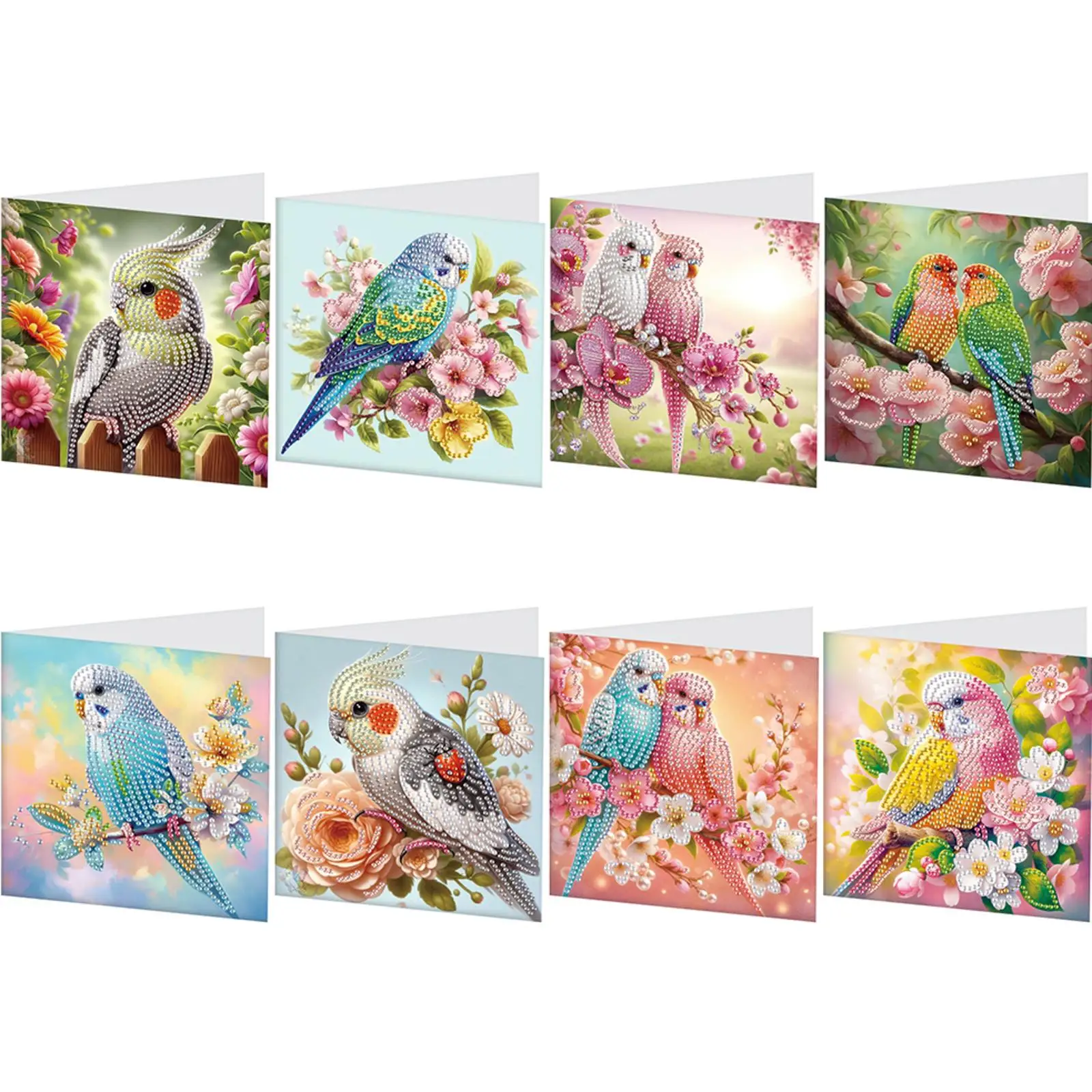 

8PCS DIY Diamond Painting Greeting Card Set Diamond Art Greeting Cards Diamond Art Handmade Cards for Festivals and Celebrations