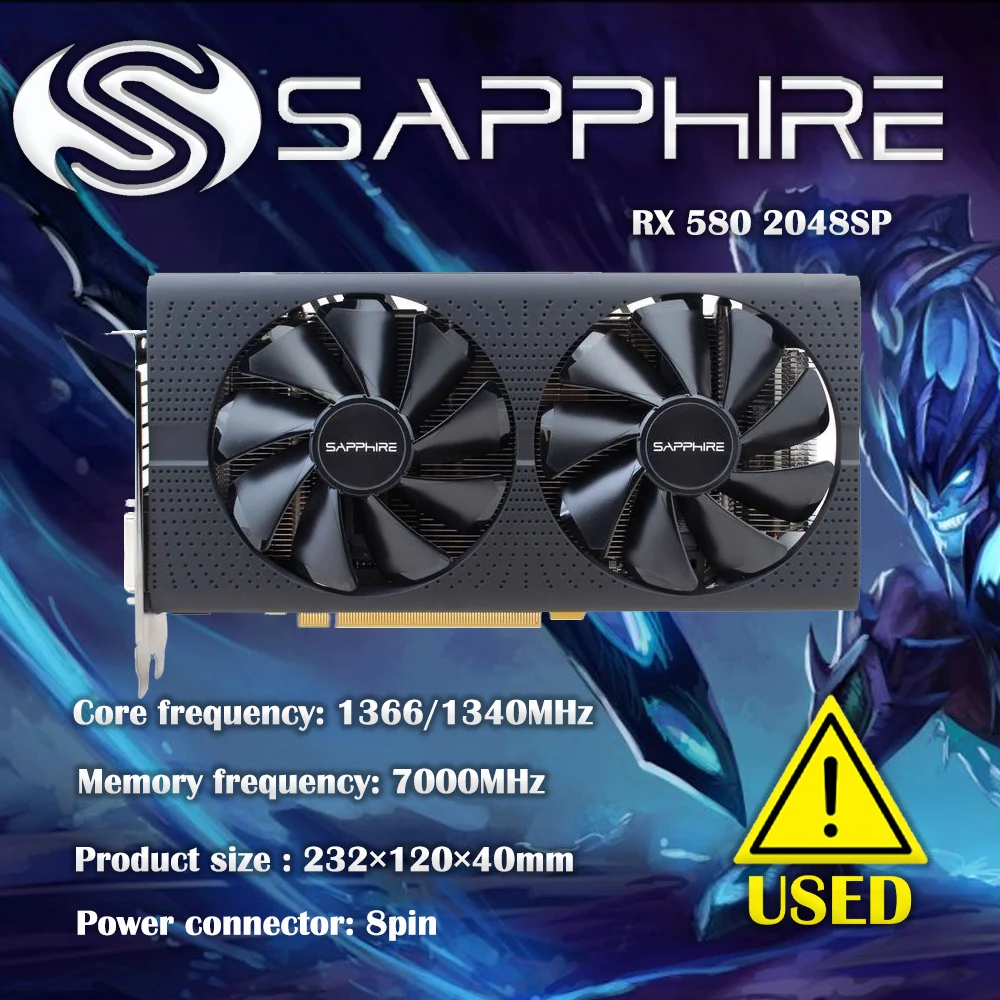 

SAPPHIRE Video Card RX 580 2048SP 8GB 256Bit GDDR5 Graphics Cards for AMD RX 500 series VGA Cards RX580 DisplayPort DVI