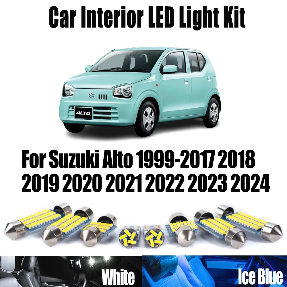 

Комплект светодиодных ламп Canbus для Suzuki Alto 1999-2024: освещение салона, карманных светильников, потолочных фонарей, подсветки номерного знака