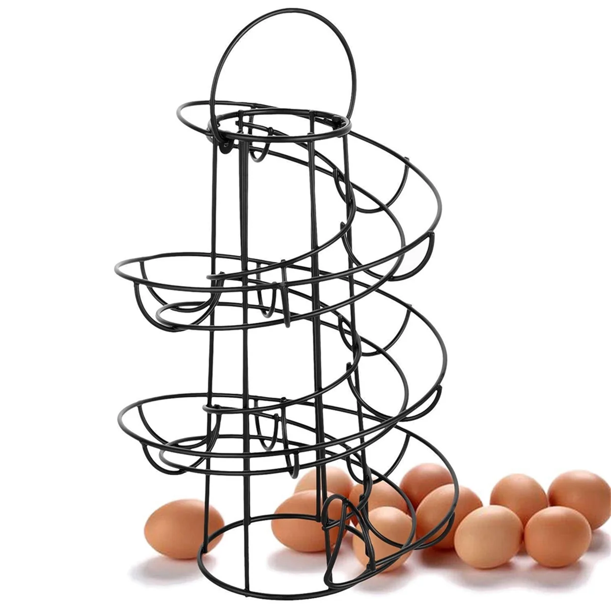 Kitchen Egg Rack, Spiral Egg Basket, Iron Practical Egg Storage Rack, Storage Rack Black