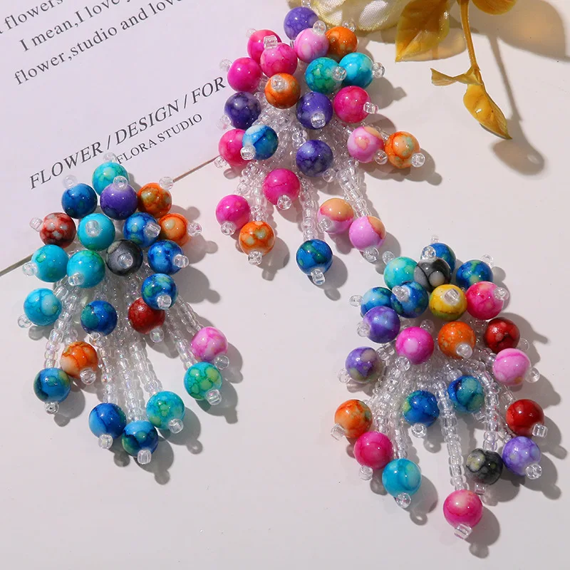 Shoe Charm 1 Piece Colorful Seed Bead Tassel Flower Boho Handwoven Lightweight Versatile Clip for Clear Crystal Clogs