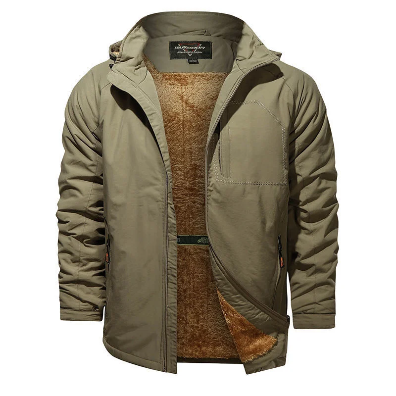 

Autumn Casual sports 2023 men jacket velvet plus size outdoor waterproof field jacket young middle aged hooded Thin jackets