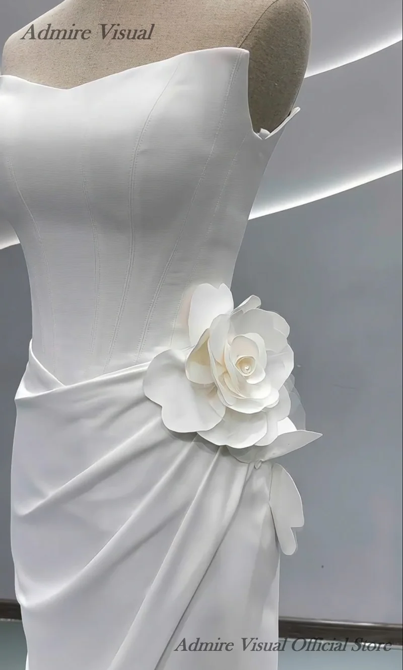 Admire Visuelles Hochzeitskleid im Meerjungfrau-Stil, herzförmiger Ausschnitt, ärmellos, mit Schlitz am Bein, individuelle Brautkleider