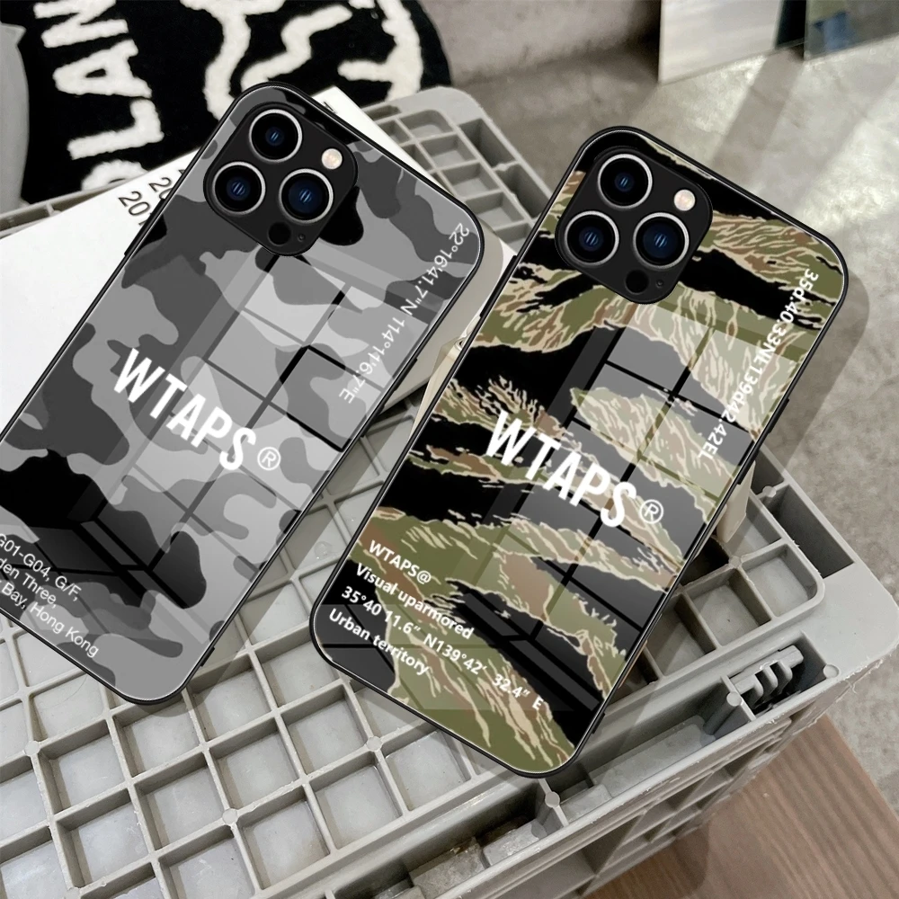 Luxury Japan Brand Street WTAPS Phone Case Tempered Glass For IPhone 16 15 14 13 12 Pro Max Plus Samsung S24 S23 A55 A54 Covers