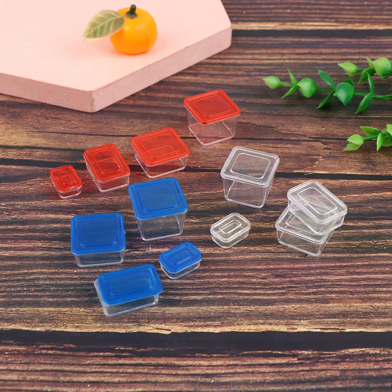 4pcs 1/12 Dollhouse Mini Fresh Keeping Box Lunch Box Model Kitchen Tableware Decoration For Kids Children Toy Safe For Children