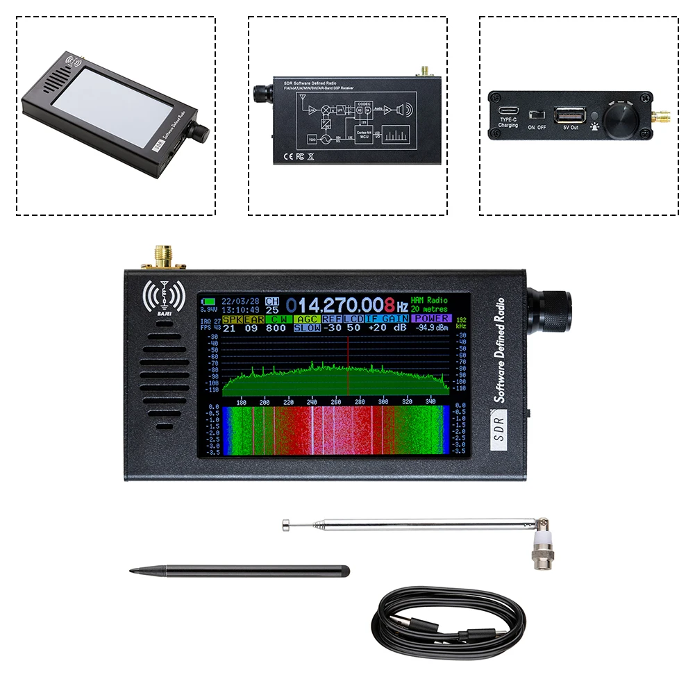 Portable 4.3 Inch Shortwave Signal Receiver Multi Band Handheld Electronic Testing Circuit Module Replacement Accessories