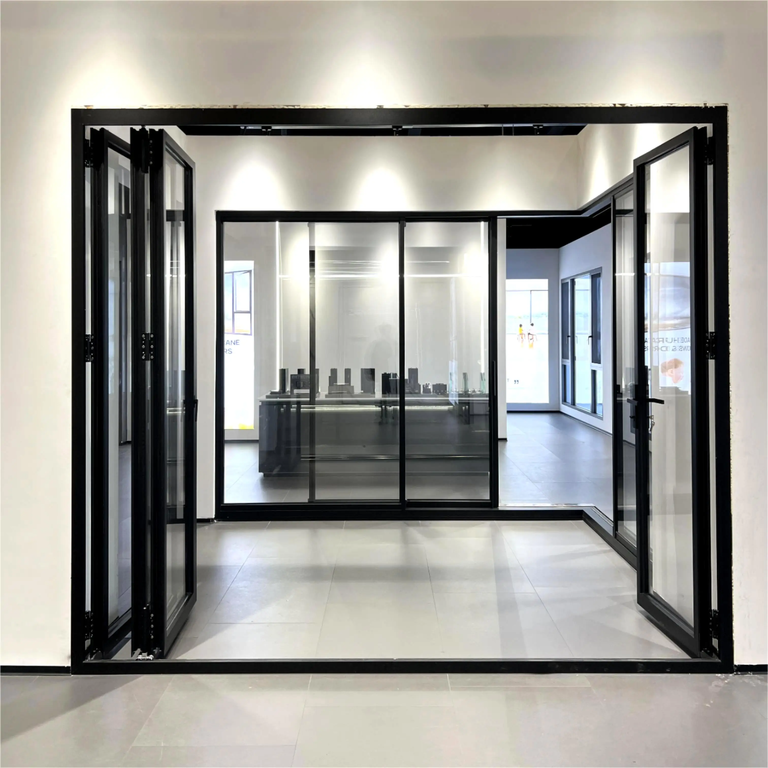 Custom Accordion Type Folding Door 1.5x2.2m Aluminium Glass Folding/Bi-fold Door Balcony Sliding Doors for Villa