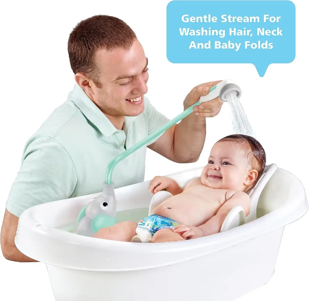 Baby Bath Shower Head - One Handed Flow Control for Newborns, Toddlers - Gentle Spray for Tub or Sink (Turquoise)