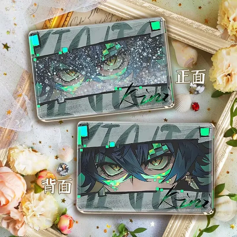 

Genshin Impact, Kinich, Chaska, Oloren, настольная карточка для маджонга с периферийным акриловым песком, кирпичная подставка, коллекционный подарок