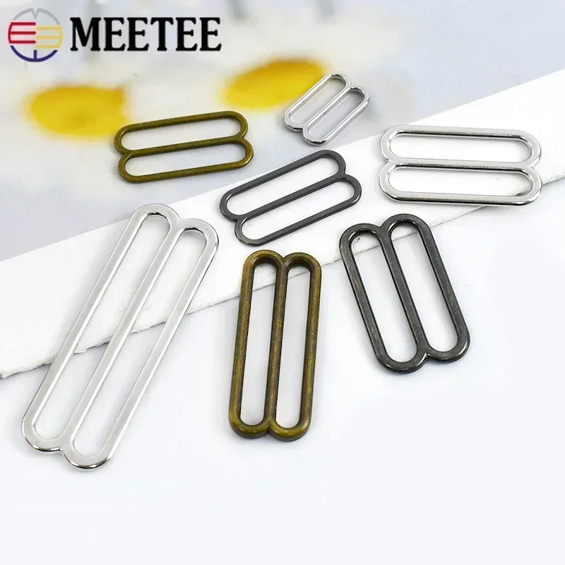 Meetee 10Pc Tri-Glide Slider Clasp 6-50mm Metalowa klamra do paska torby Bielizna 8-kształtny haczyk na pierścionek DIY Akcesoria do szycia odzieży