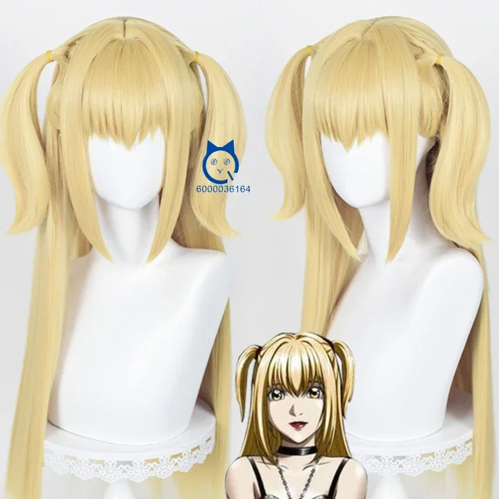 DEATH Notte Anime MisaMisa keluaran baru Cosplay 70cm Wig kuning terang Panjang tahan panas rambut sintetis pesta Comic Fashion