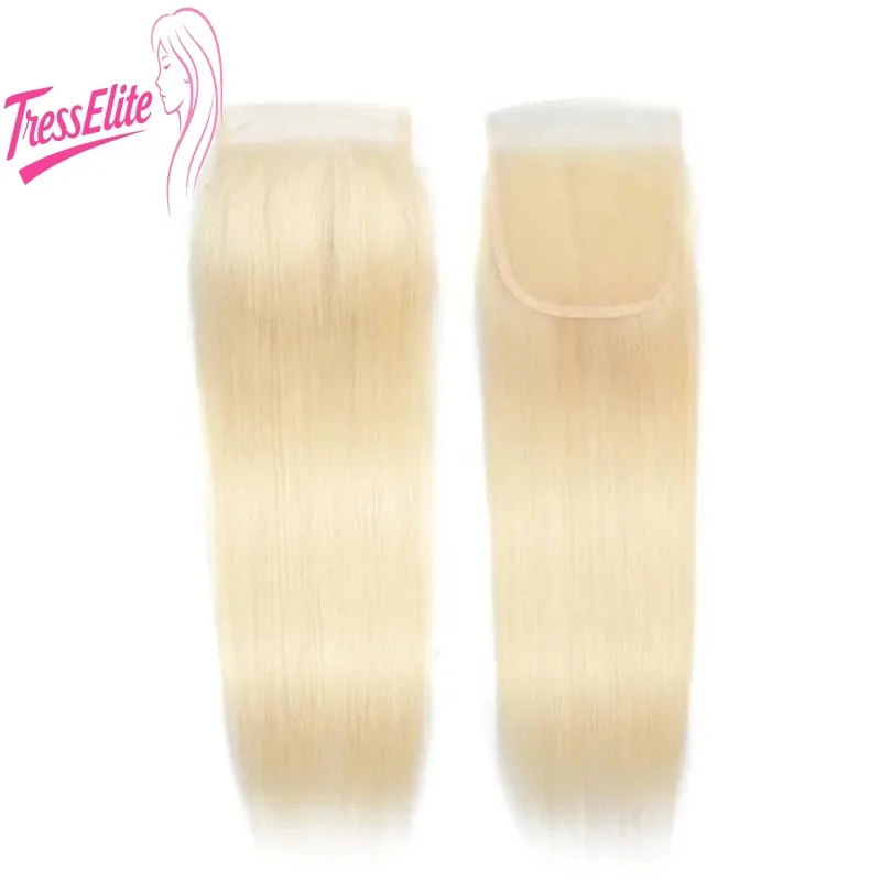 

High Quality#613 4X4 5X5Blonde Hair Block Straight Body Closure Real Hair BrazilianVirgin Remy Full Hand Weaving Natural Texture